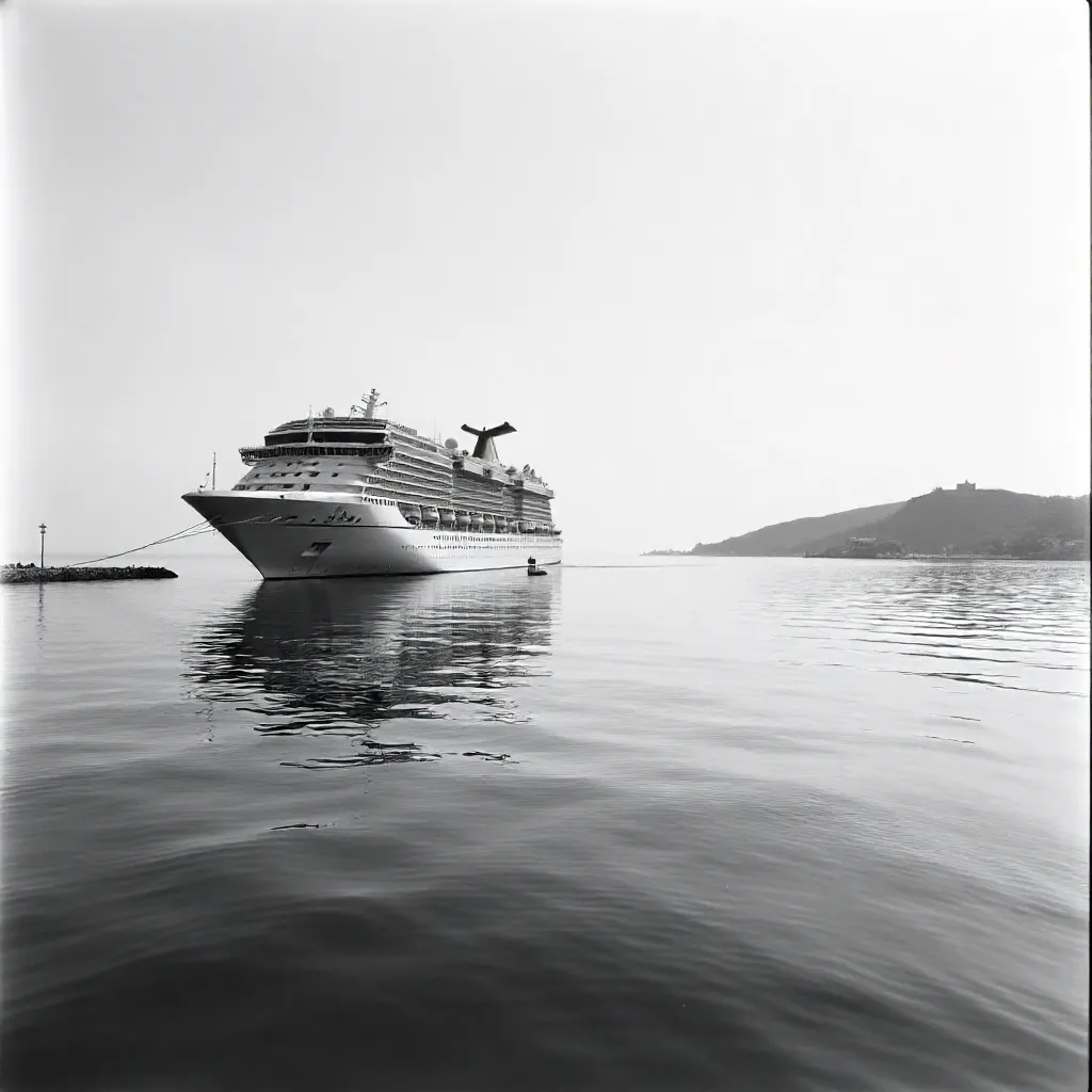Monochrome Calm: Kuşadası Harbor at Dawn