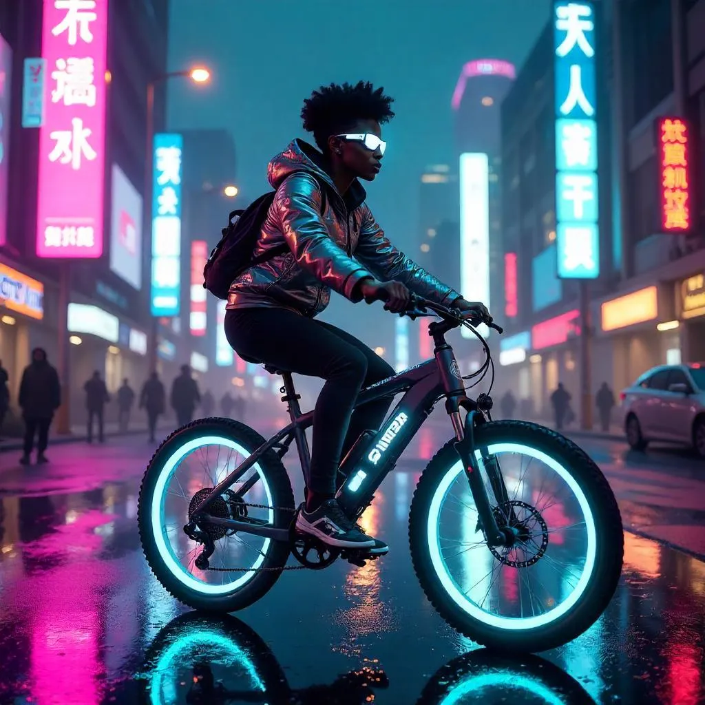 Neon Cyclist: A Cyberpunk Night Ride