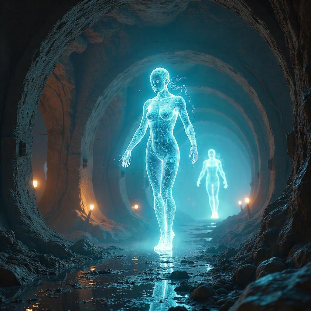 Luminescent Being in an Underground City
