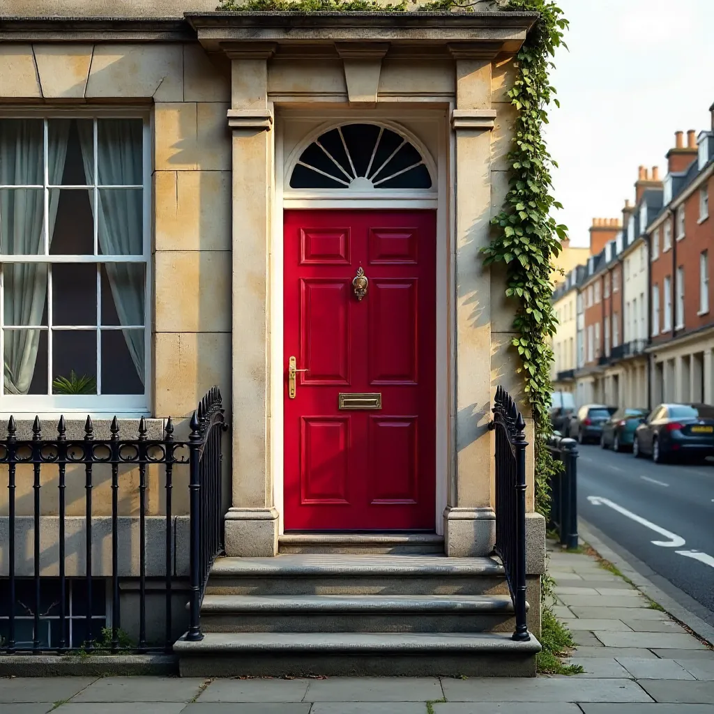 Stately Red Door on Lansdown Place, Bath