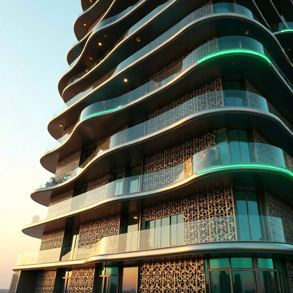 Stunning Dubai High-Rise: Vibrant Green Accents