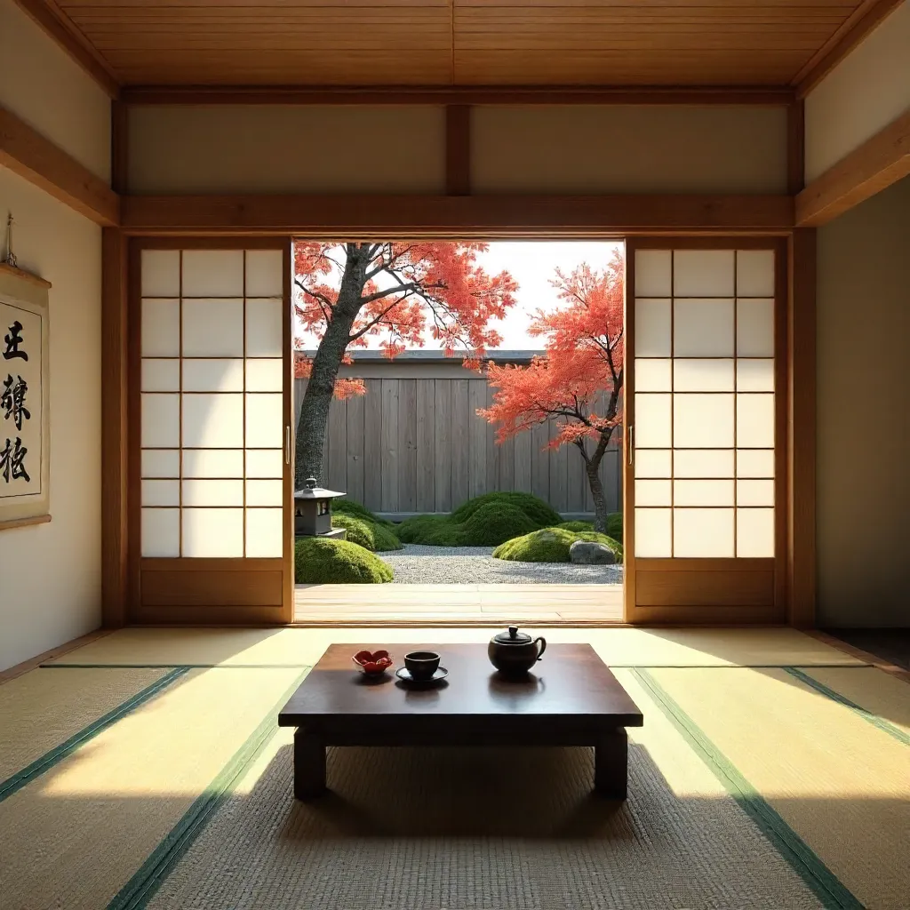 Serene Japanese Tea Room with Garden View