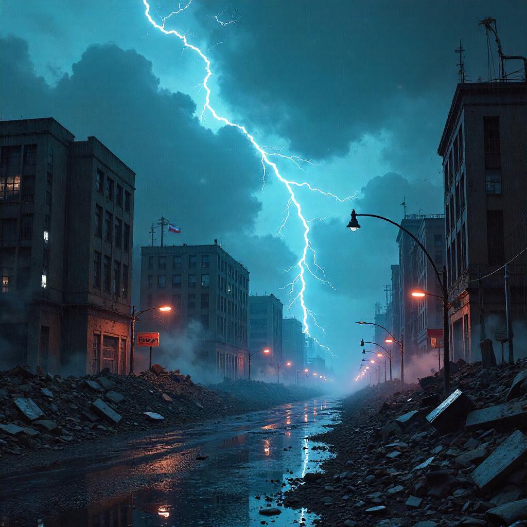Storm Over Ruined City: Digital Art Scene