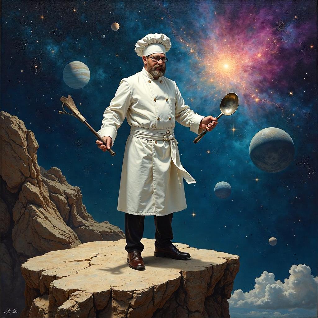 The Astral Chef: An Oil Painting Among the Stars