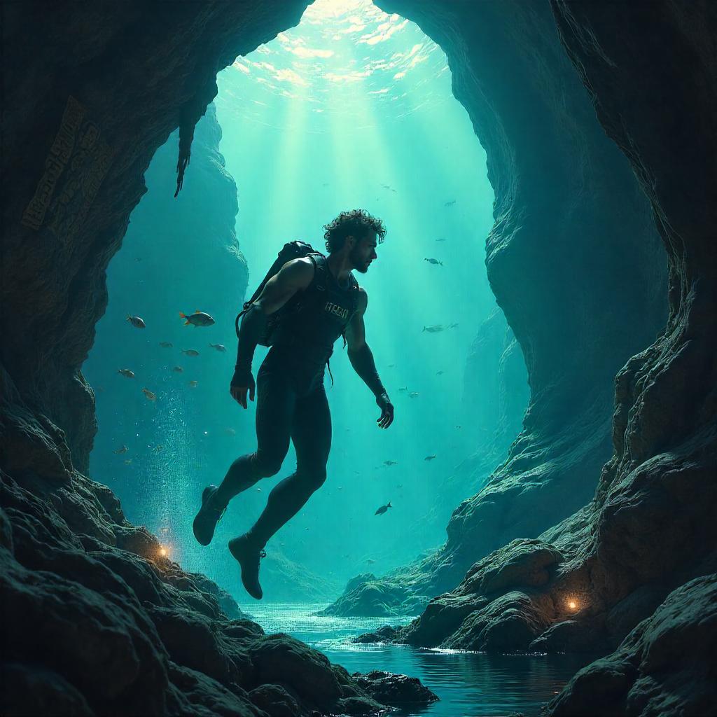 Handsome Underwater Cave Explorer — Concept Art