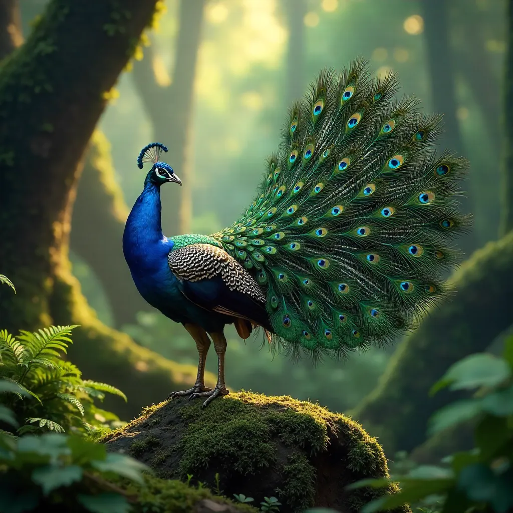 Peacock in Chilean Green: Iridescent Plumes