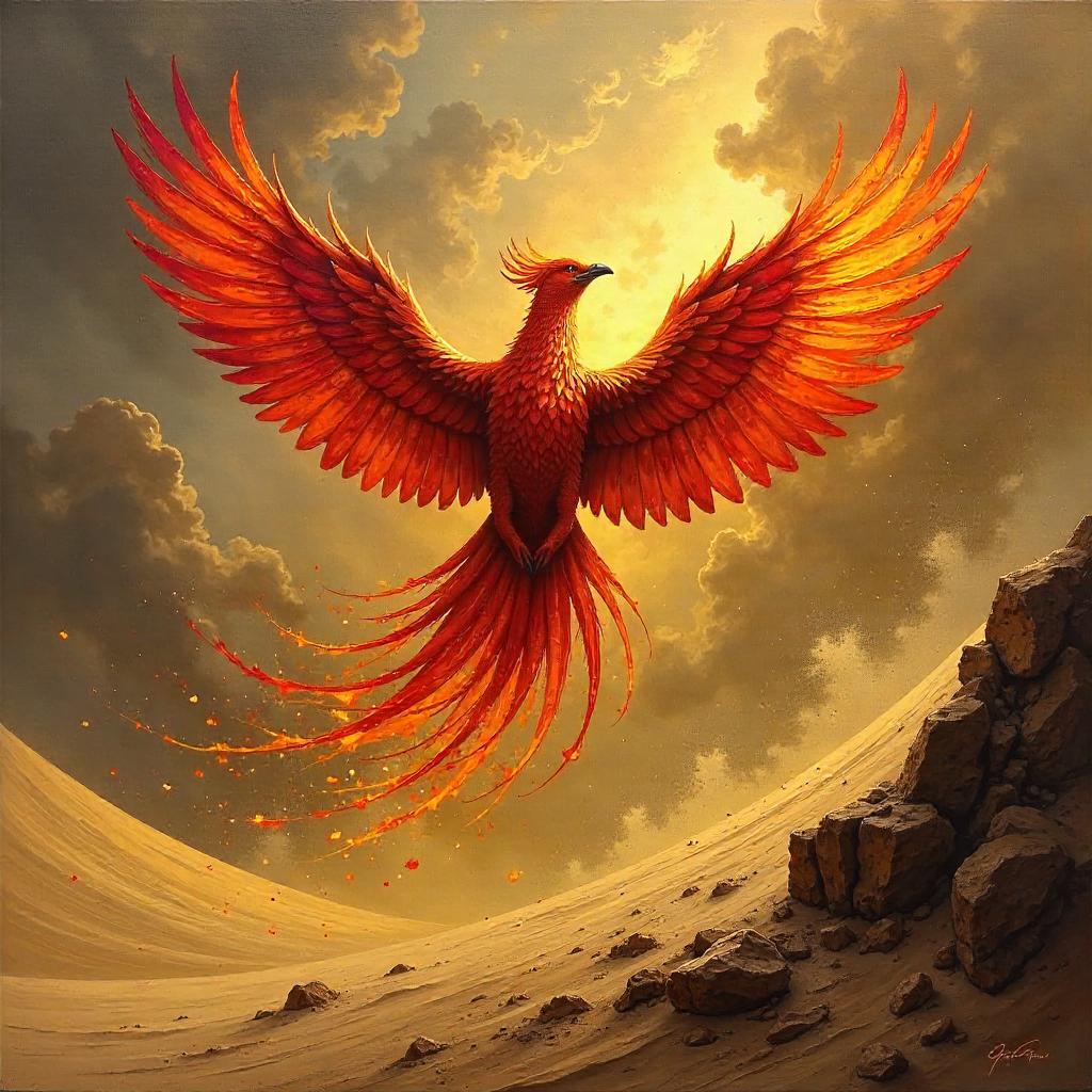 Phoenix in a Sandstorm: An Oil Painting