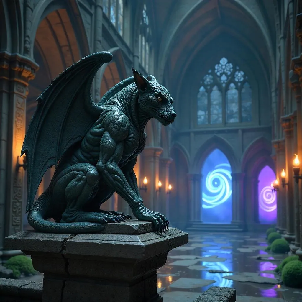 Photoreal Gargoyle in a Portal Chamber