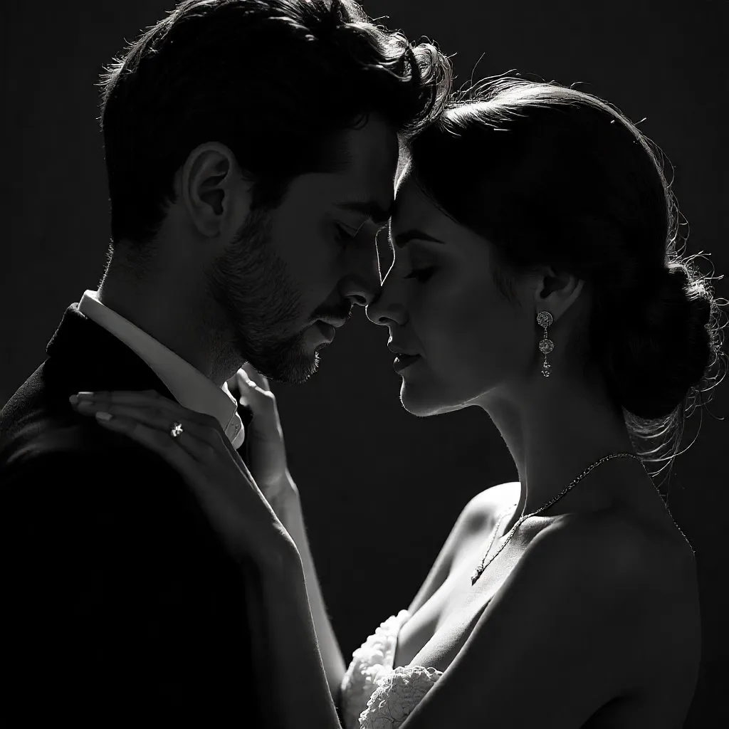 Noir Embrace: A Black-and-White Portrait of Love