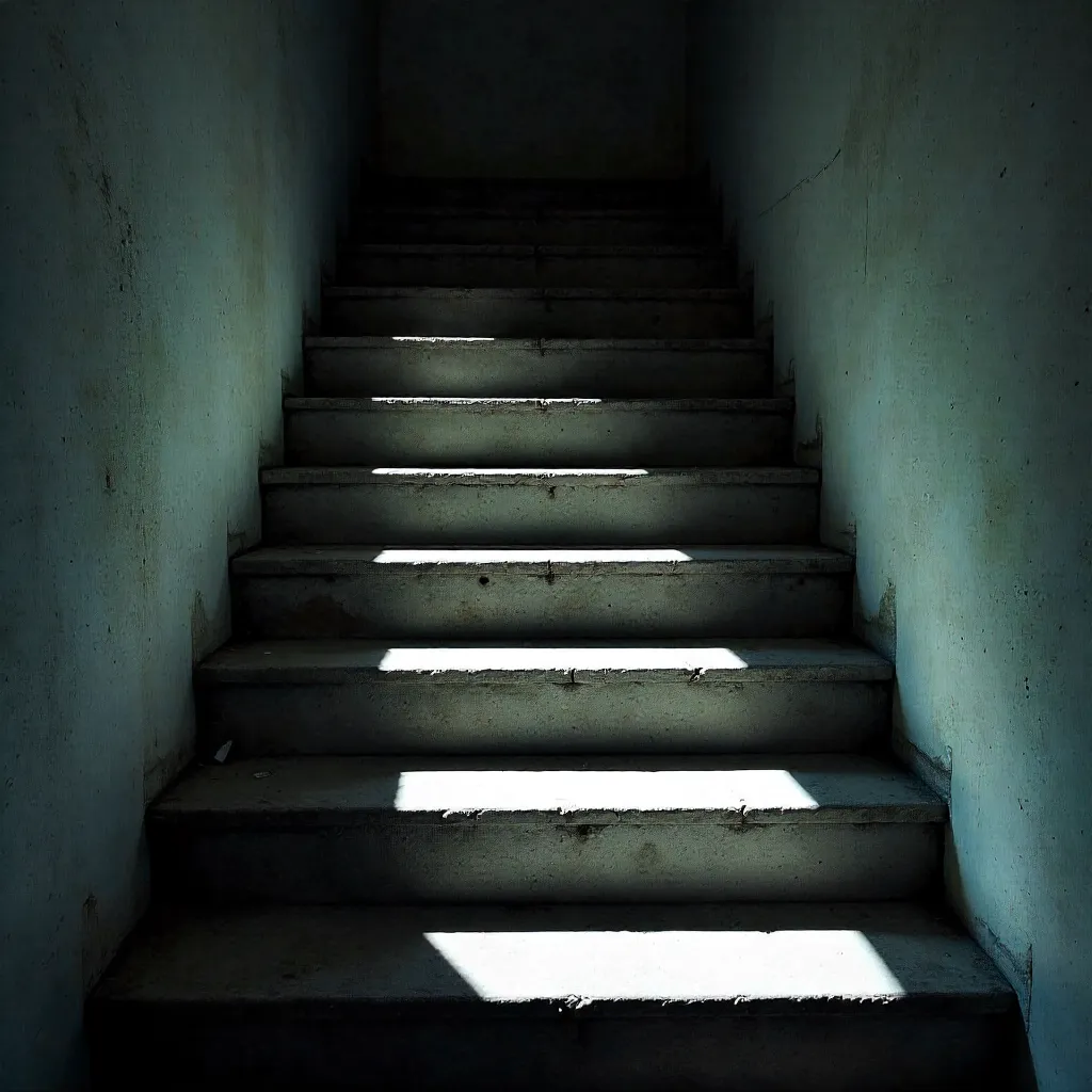 Chiaroscuro Staircase: Abstract Light and Shadow