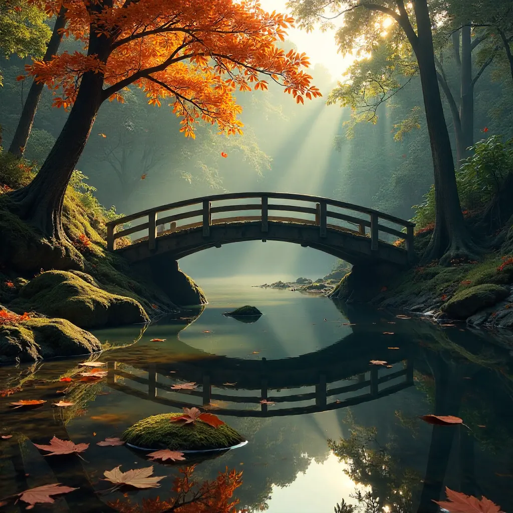 Autumn Bridge over Brazilian Forest River