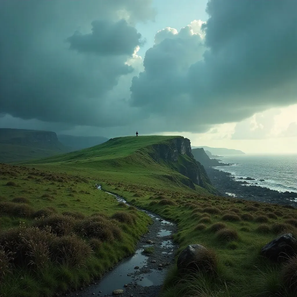 Moody Brittany Hill Under a Dramatic Sky