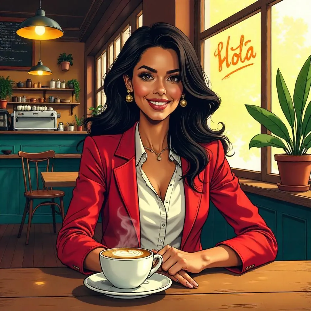 Latina Beauty in a Comic Café