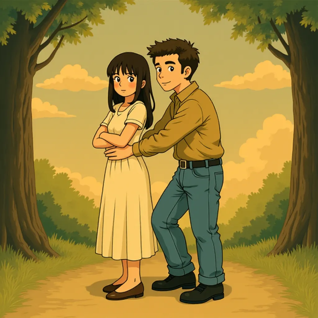 Pedro Pascal, Chris Evans, and Dakota Johnson in Materialists (2025) - Ghibli style