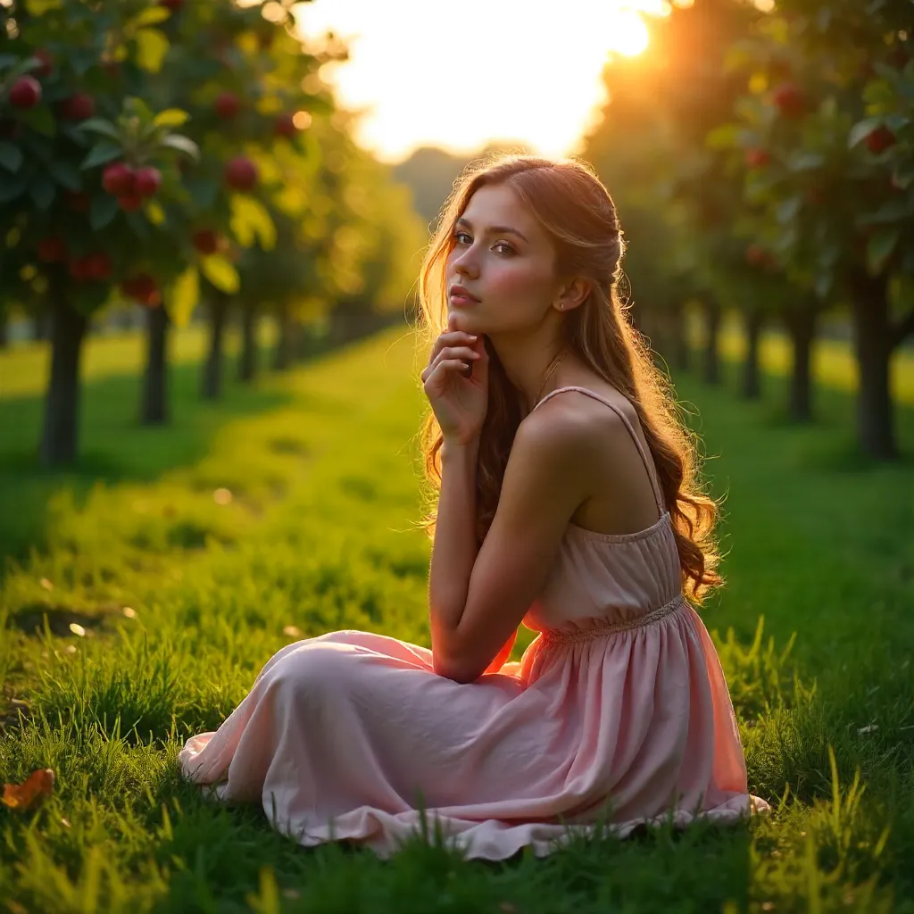 Sunlit Apple Orchard Reverie