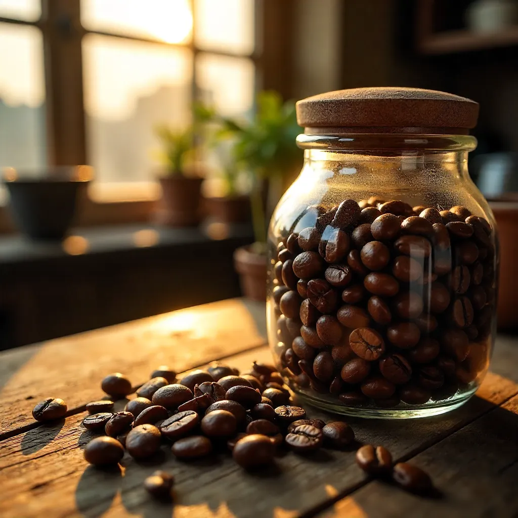 Macro Roast: Coffee Beans in a São Paulo Jar