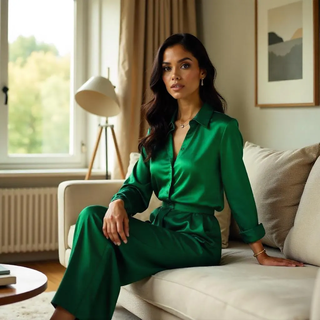 Photorealistic Latina Woman in a Modern Living Room