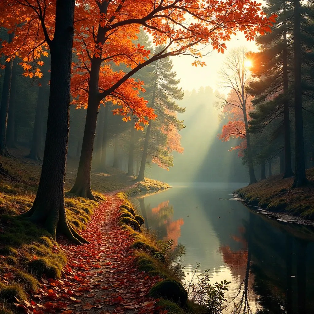 Vibrant Autumn Forest: A Serene Landscape