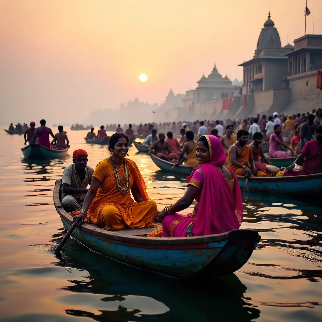 Vibrant Boats on the Ganges at Varanasi