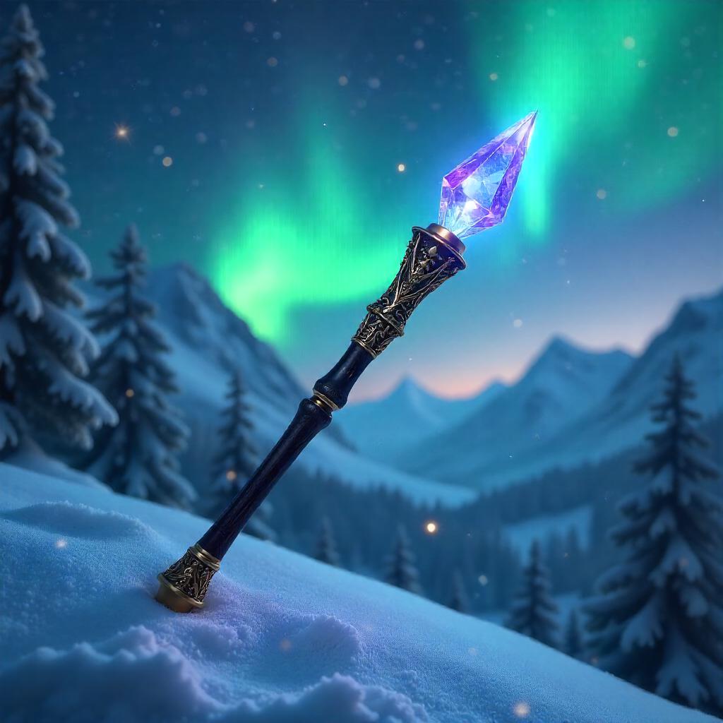 Aurora-lit 3D Wand Under Northern Lights