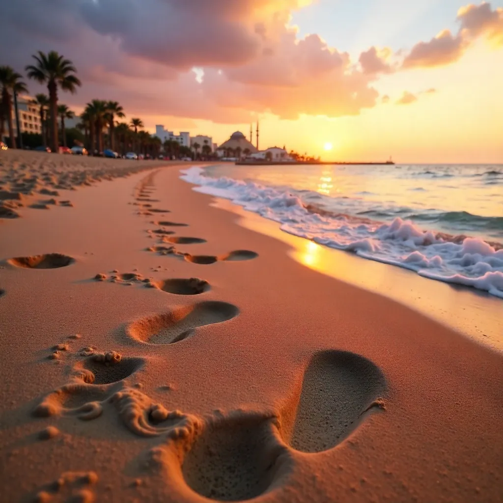 Footprints on Casablanca Sands: Serene Coastal Vibe