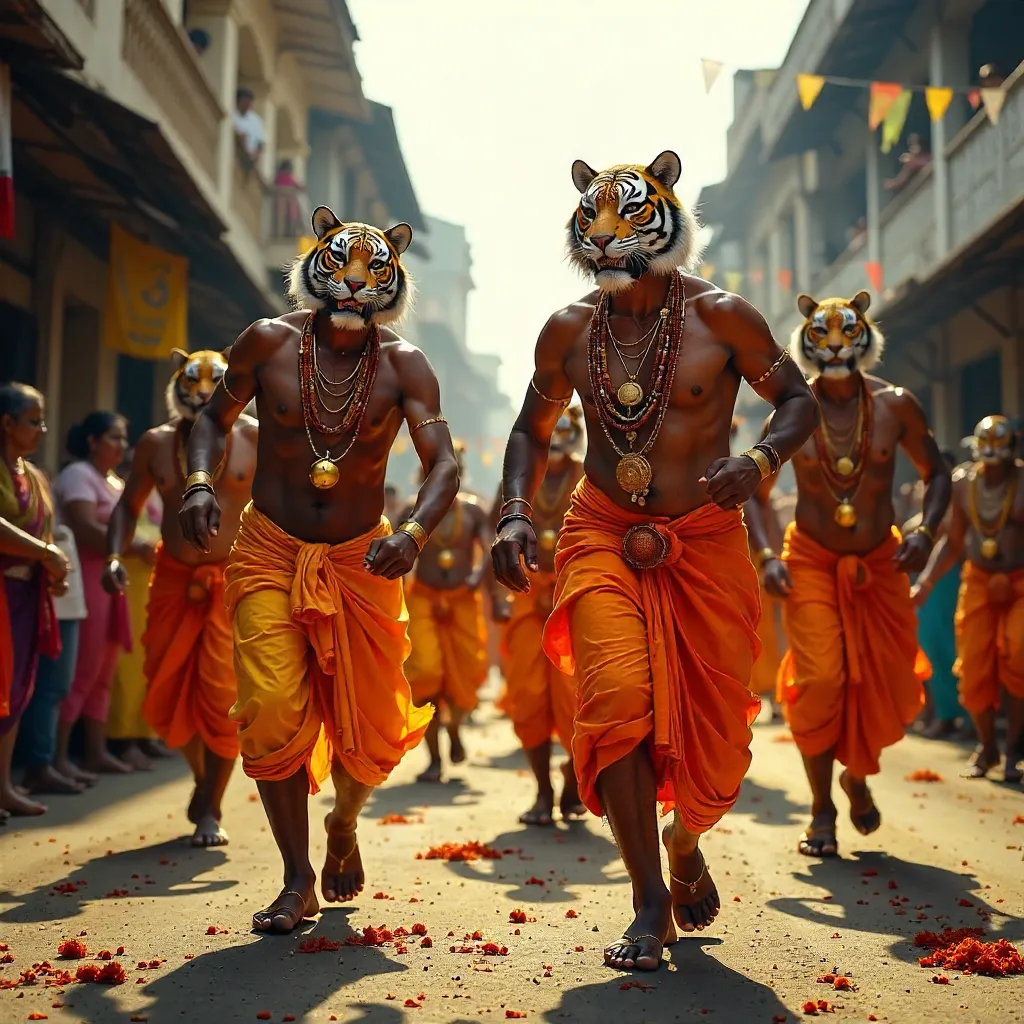 Vibrant Pulikkali Tigers at Onam Festival