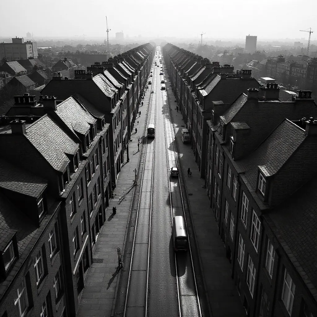 Aerial Monochrome Street Scene in Hamburg