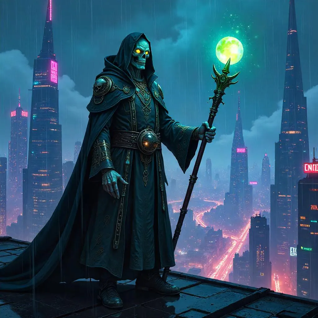 Lich of Neon City: Anime Night in a Futuristic Metropolis