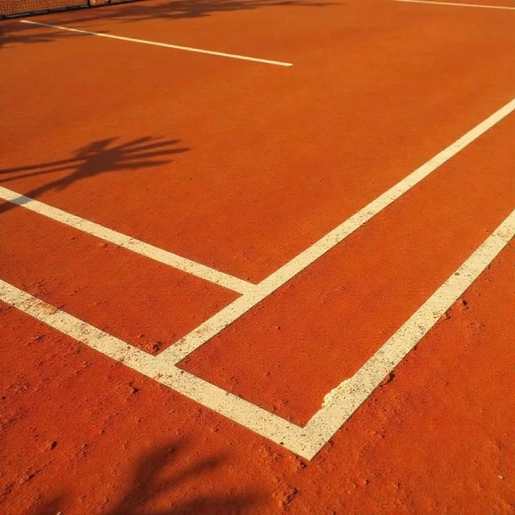 Minimalist Clay Tennis Court Lines in Daylight