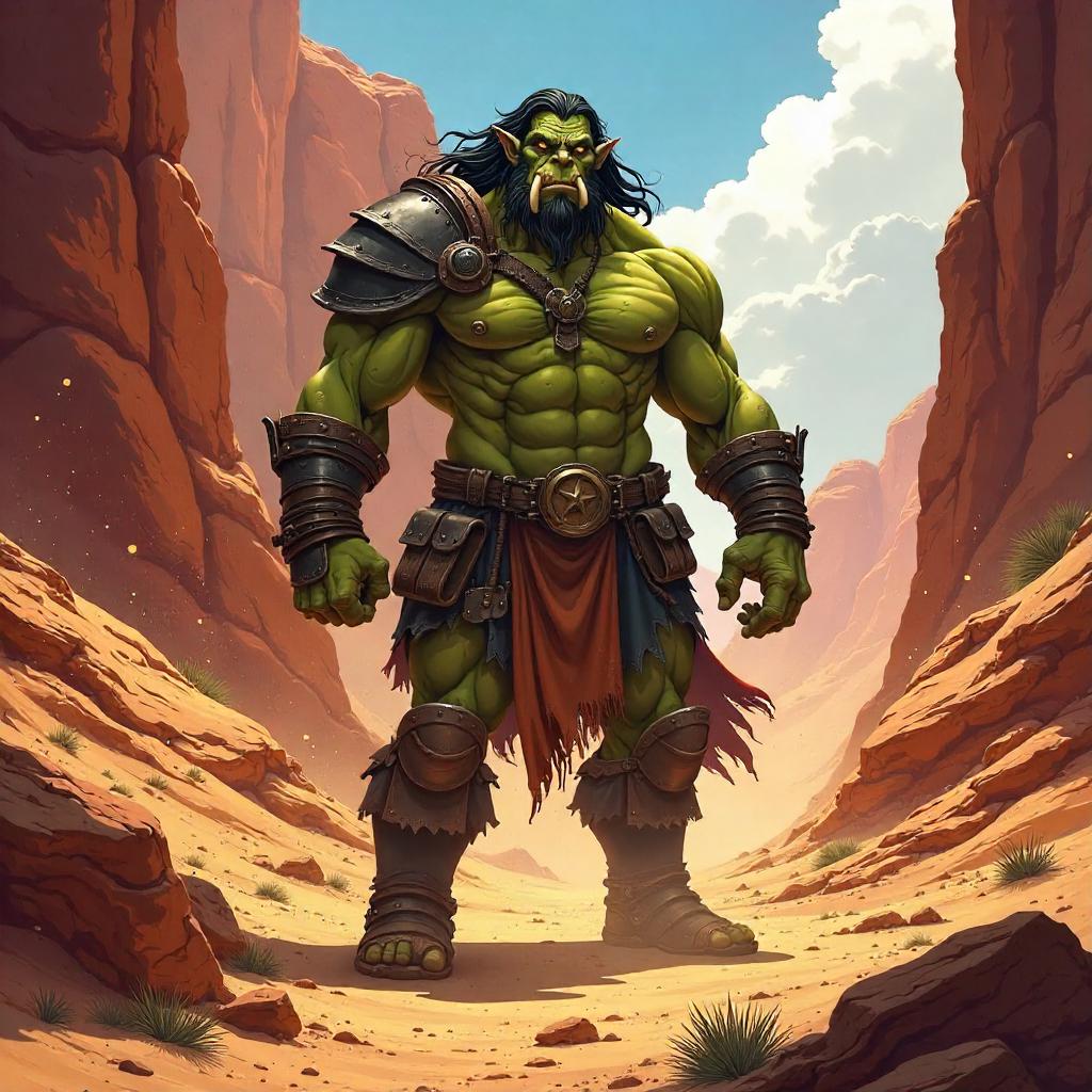 Desert Canyon Orc in Anime Style