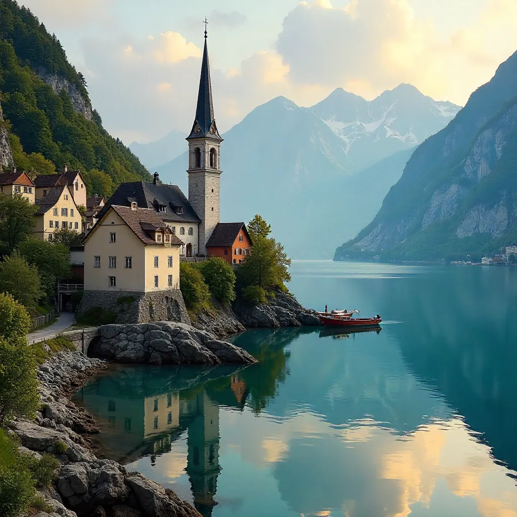 Charming Hallstatt by the Lake with Alpine Peaks