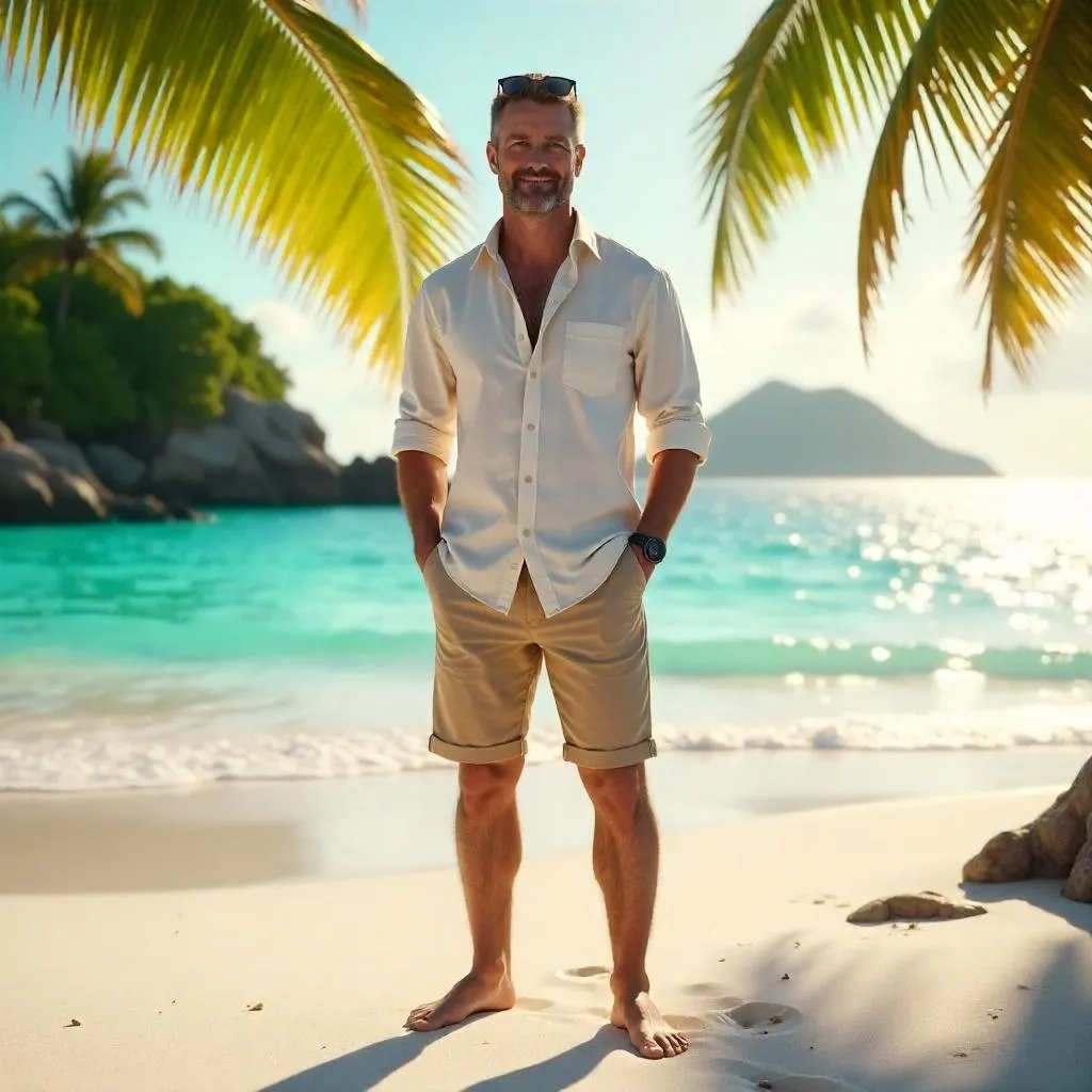 Confident White Man in a Tropical Paradise