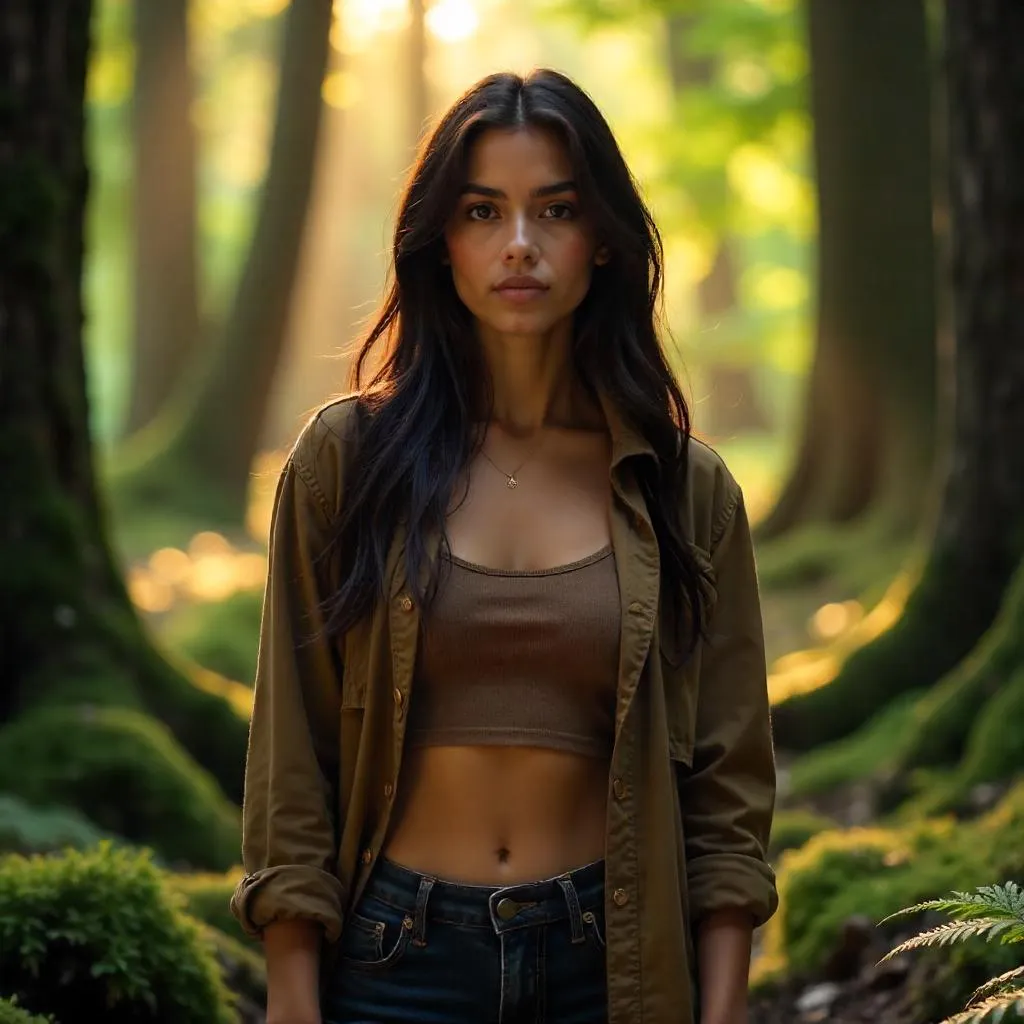 Forest Portrait: Young Latina in Golden Light