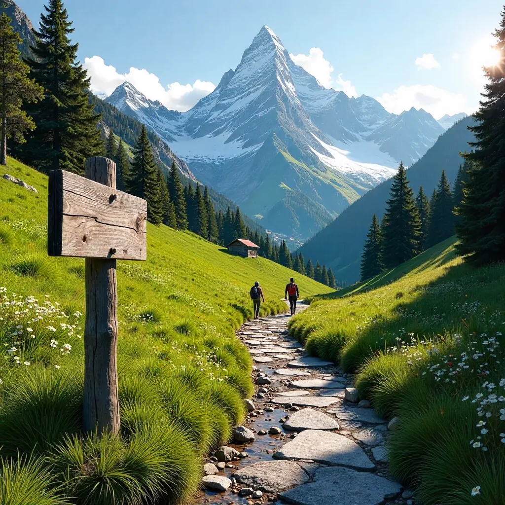 Trail to Snow-Capped Peaks in Valle d'Aosta