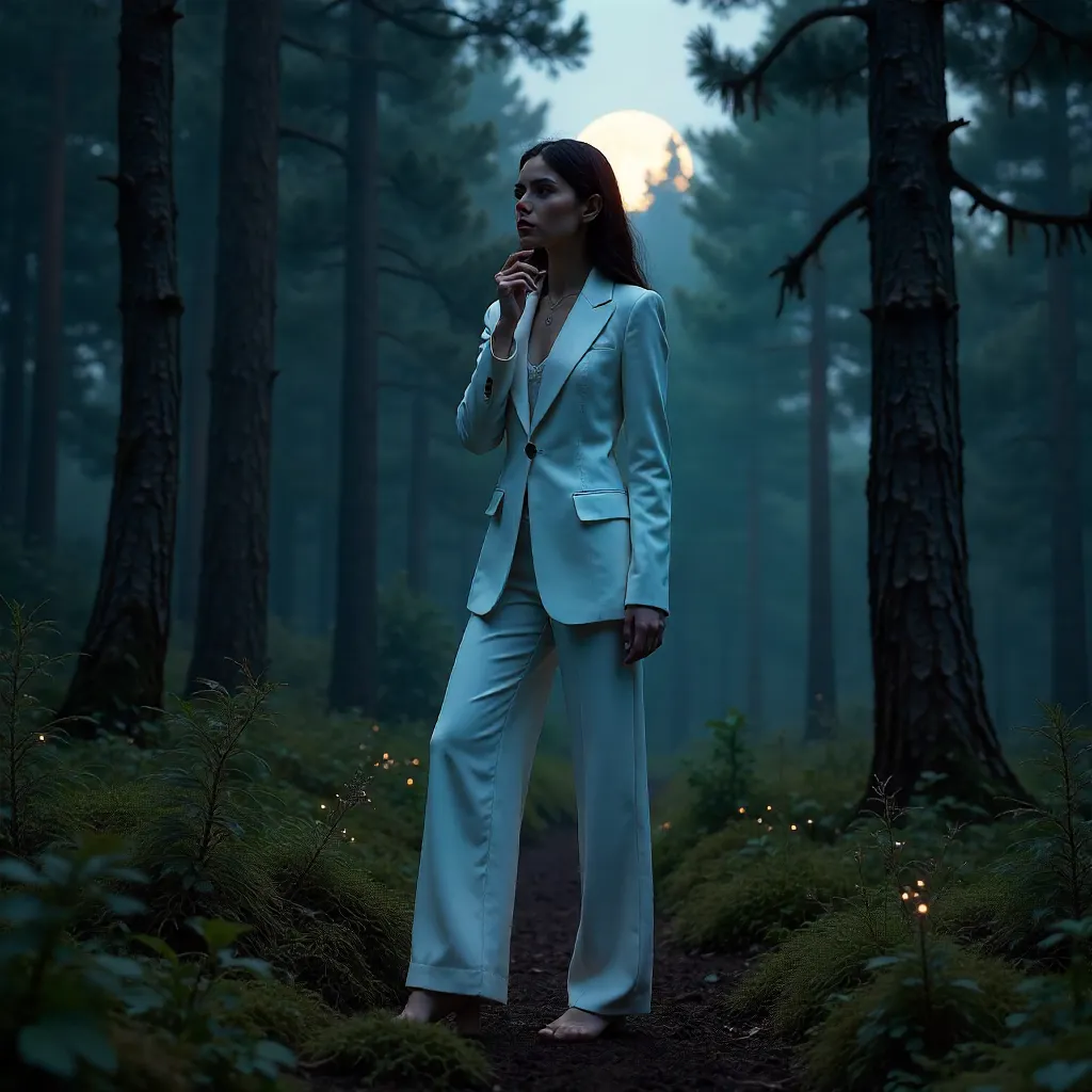 Twilight Forest Woman in White Suit