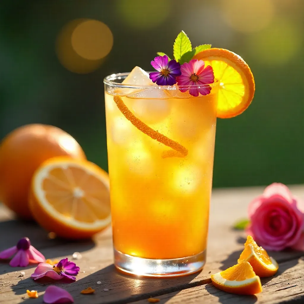 Vibrant Citrus Cocktail with Edible Flowers