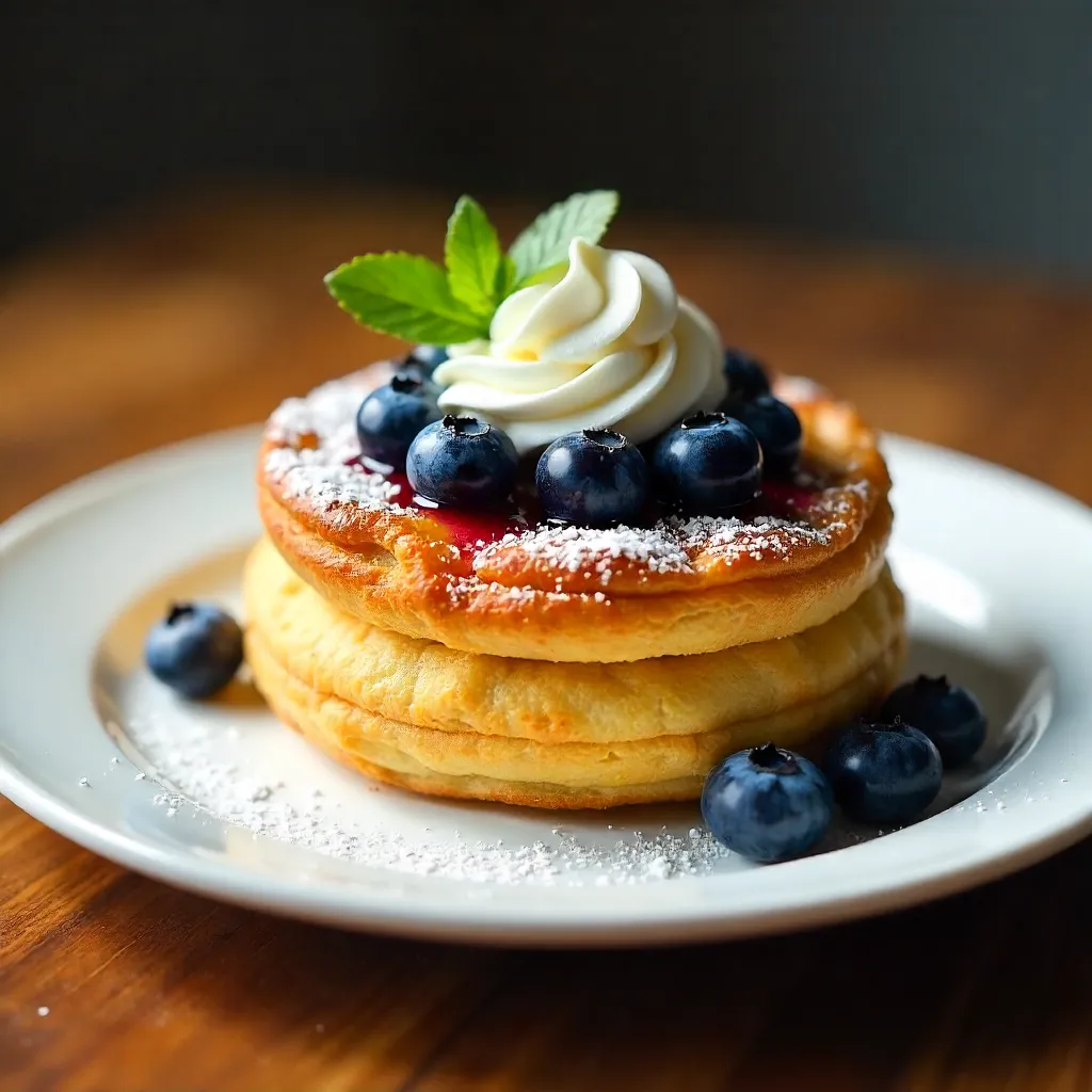 Blueberry Cream Pastry on White Plate