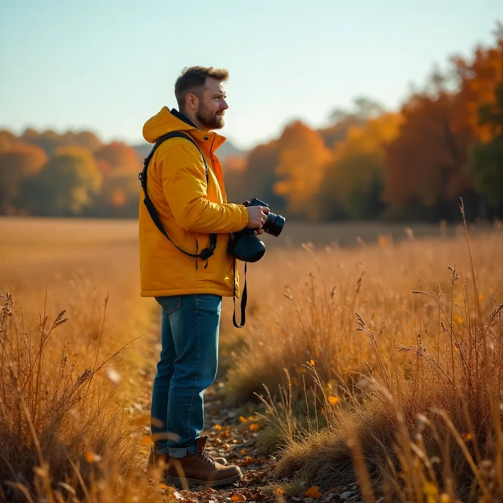 Golden Hour Photographer in an Autumn Field