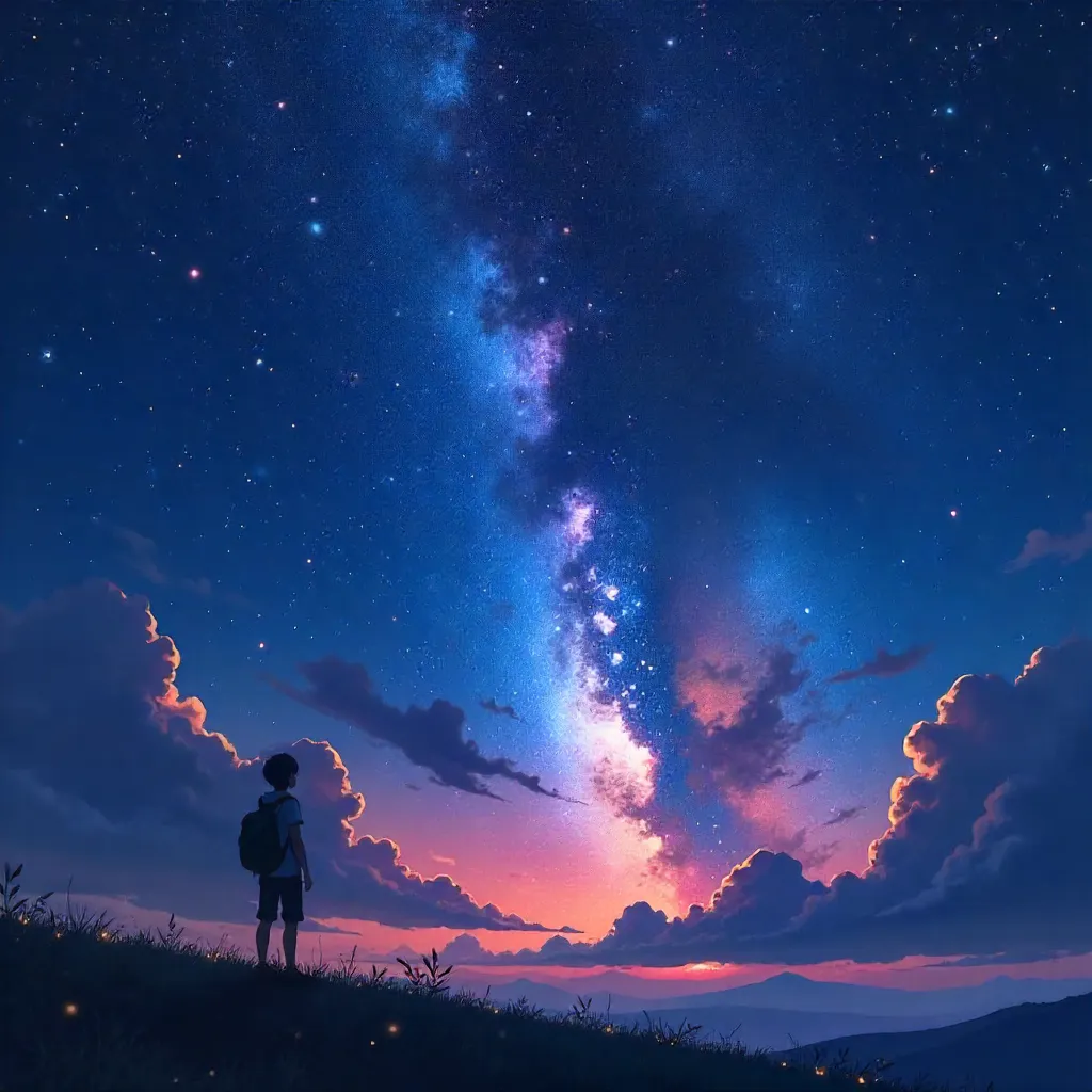 Constellation Night in Meteor Shower - Anime