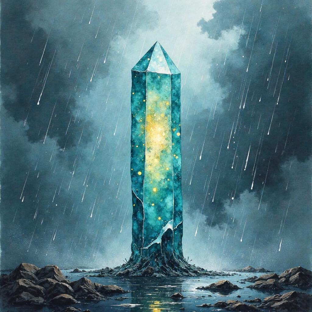 Crystal Entity in Heavy Rain (Watercolor)