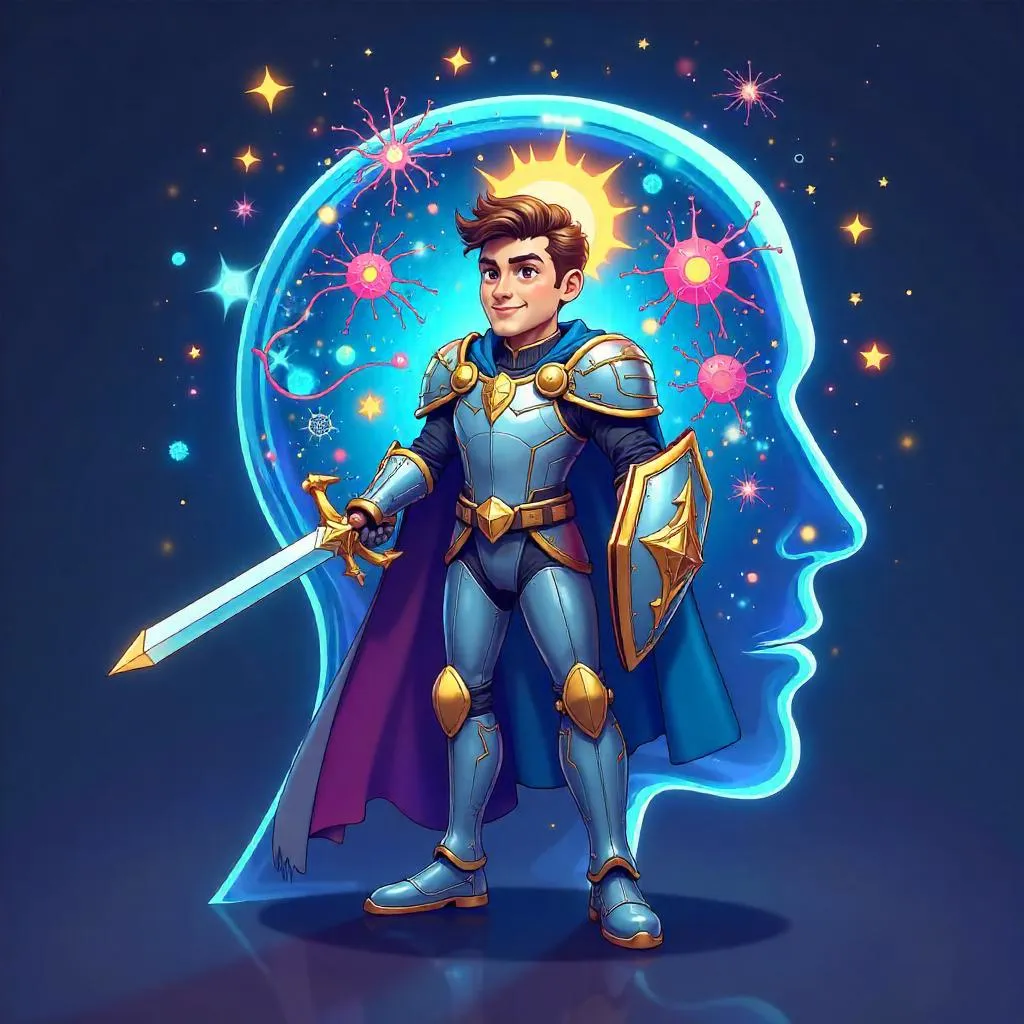 Cartoon Paladin Inside a Mindscape
