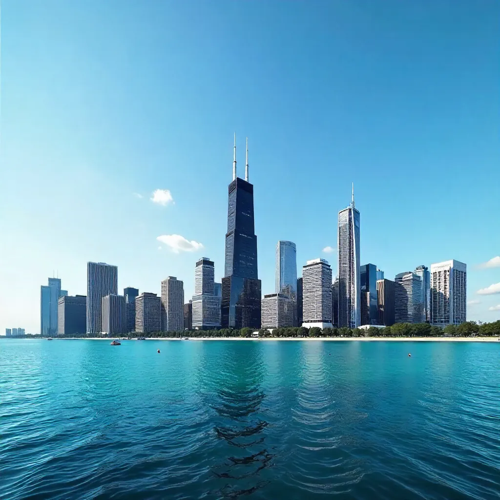 Stunning Chicago Skyline: Modern Architecture Under a Clear Sky