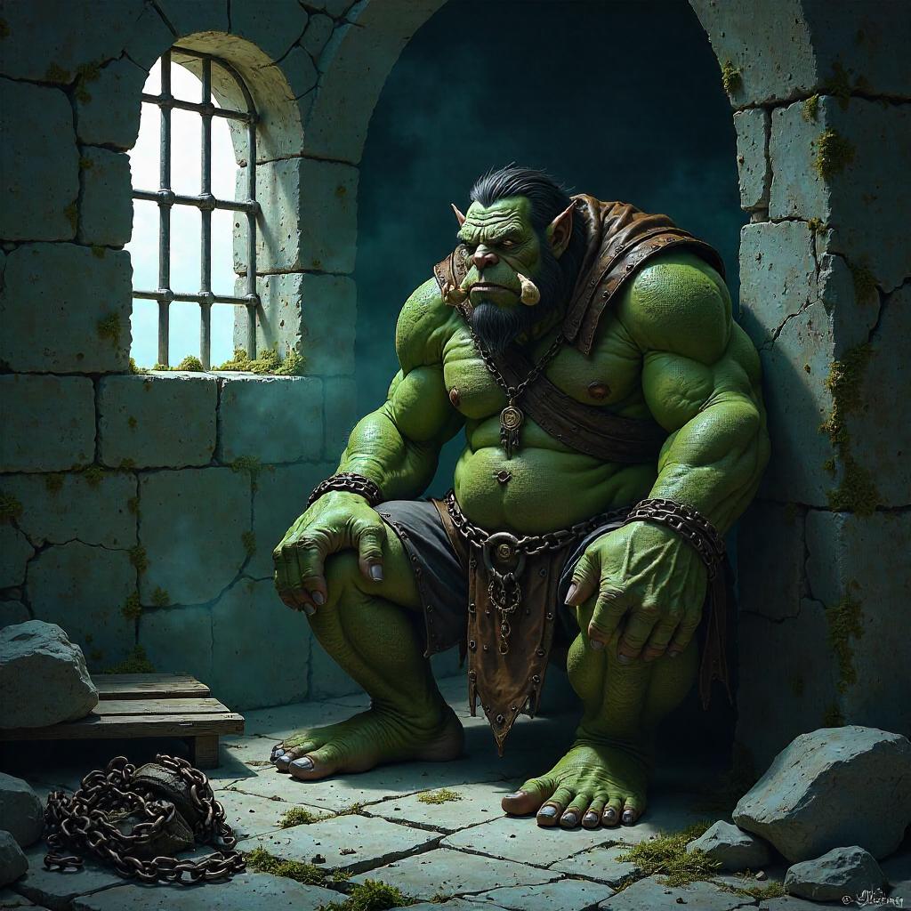 Ogre in a Stone Prison - Digital Art Portrait