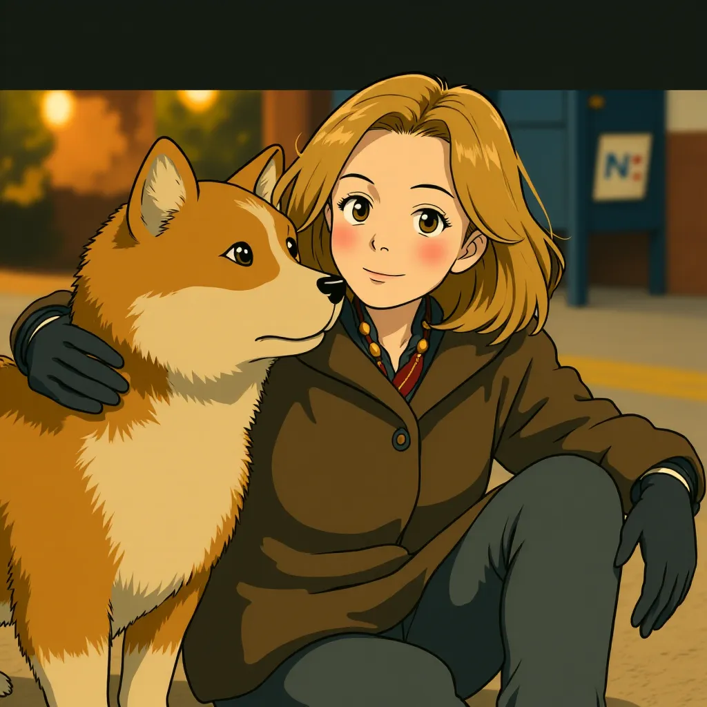 Joan Allen in Hachi: A Dog's Tale (2009) - Anime style