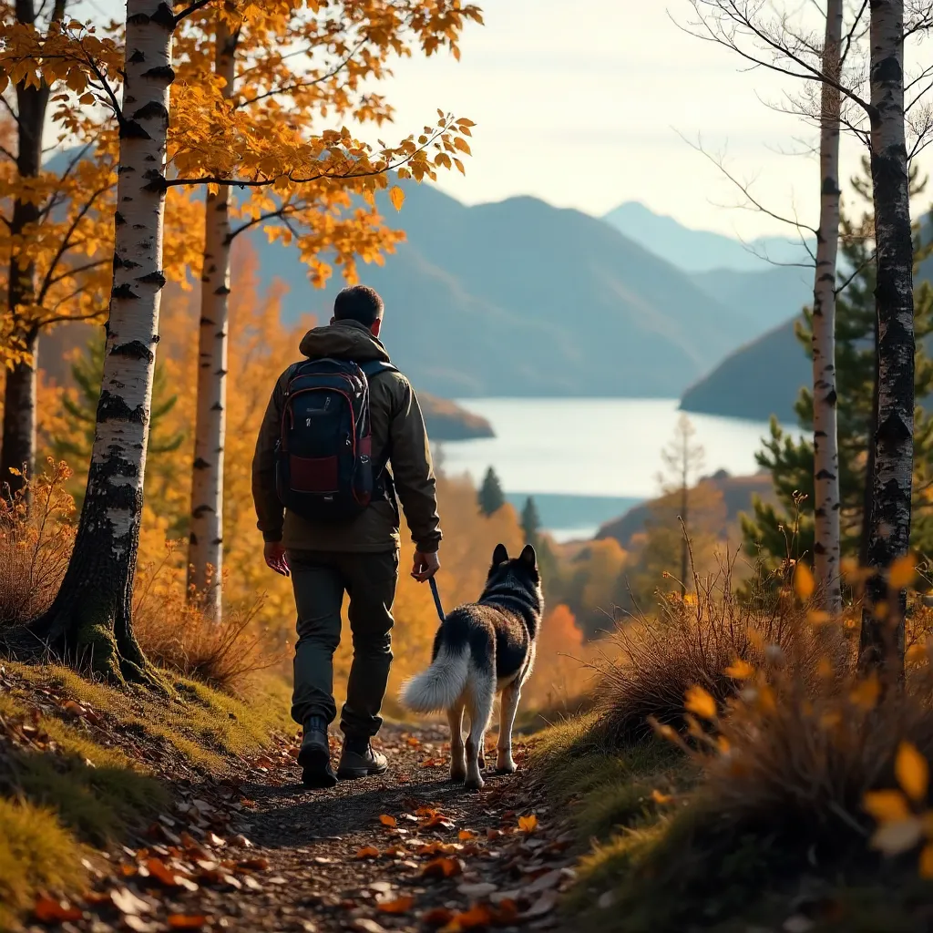 Autumn Hike with Husky in Trøndelag