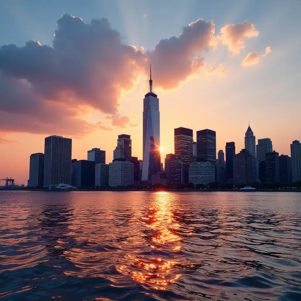 Golden Hour Panorama: NYC Skyline Over the East River