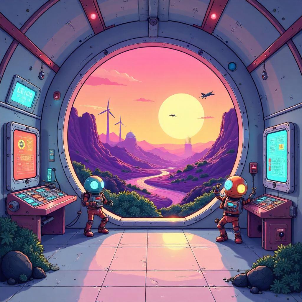 Sunrise in a Cartoon Terraforming Station