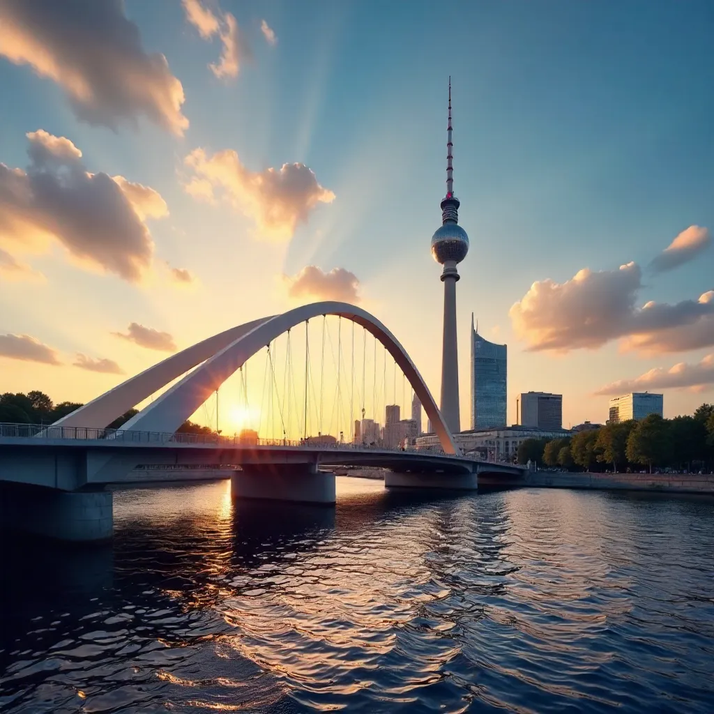 Berlin Skyline: TV Tower in an Arch Bridge Frame