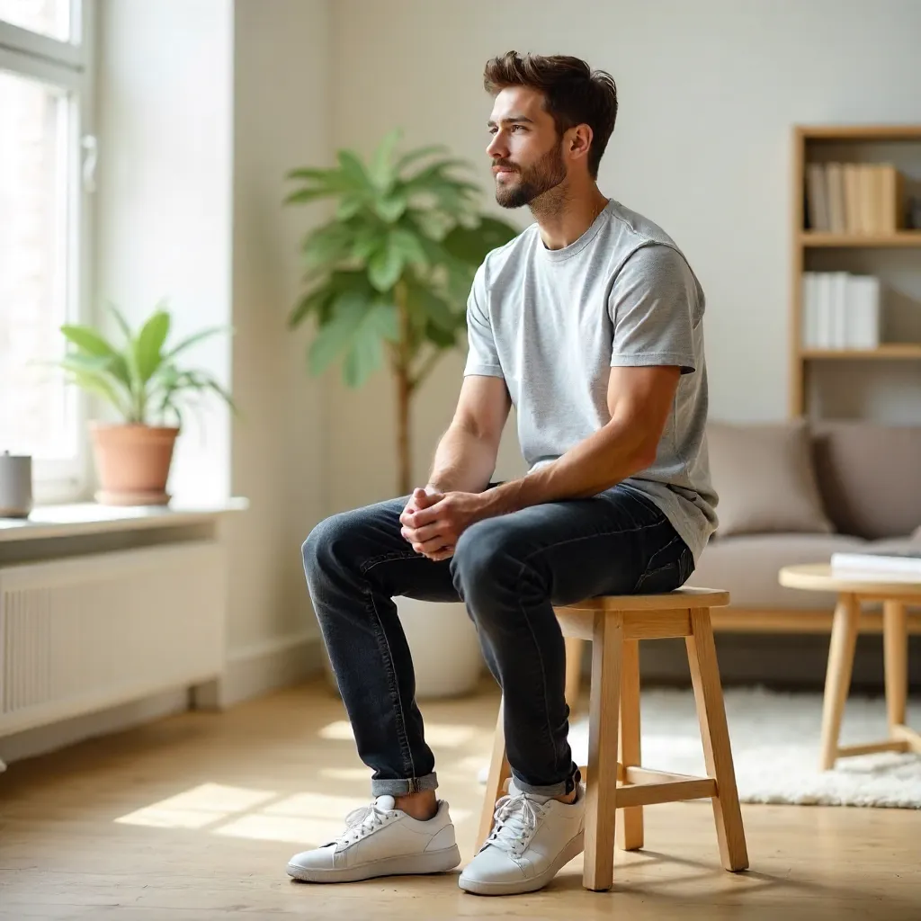 Casually Seated Man in a Bright Minimal Room