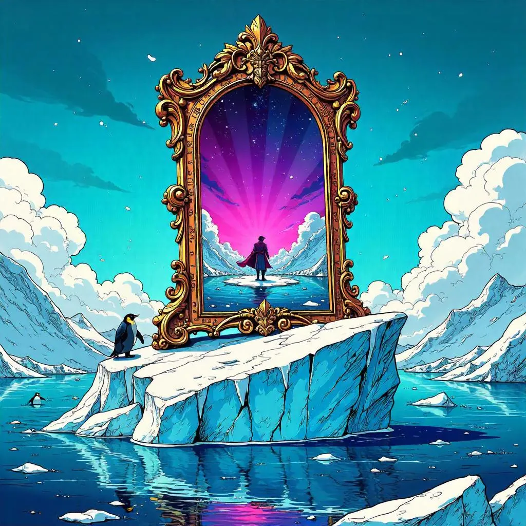Magic Mirror on a Floating Iceberg - Comic Style